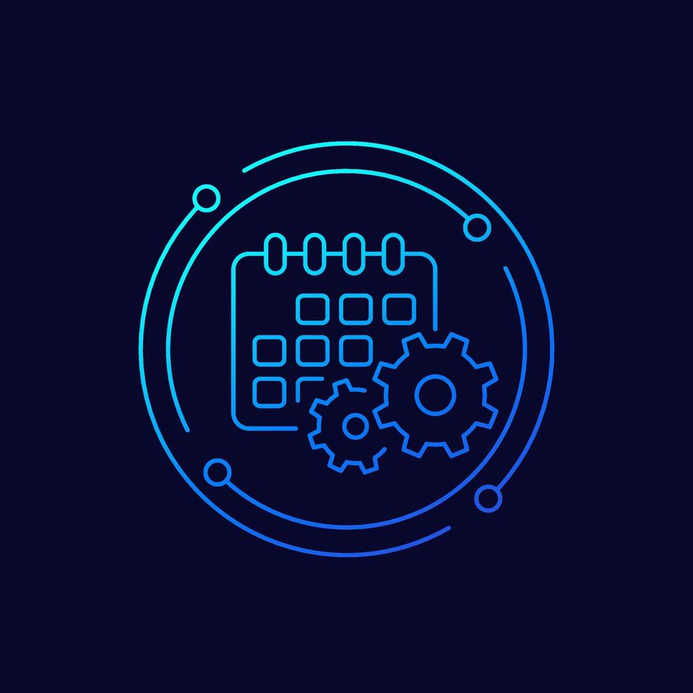 onderhoud schema icoon met een kalender, lineair ontwerp vector