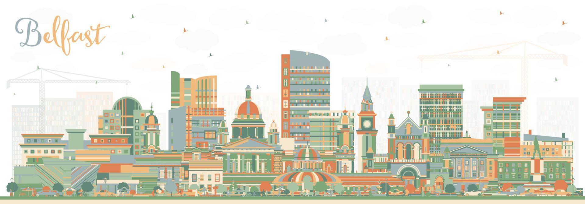 Belfast noordelijk Ierland stad horizon met kleur gebouwen. vector illustratie. Belfast stadsgezicht met oriëntatiepunten.