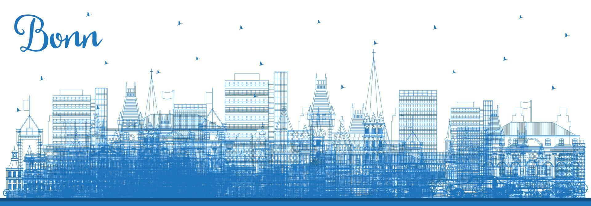 schets Bonn Duitsland stad horizon met blauw gebouwen. vector illustratie. bedrijf reizen en concept met historisch architectuur.