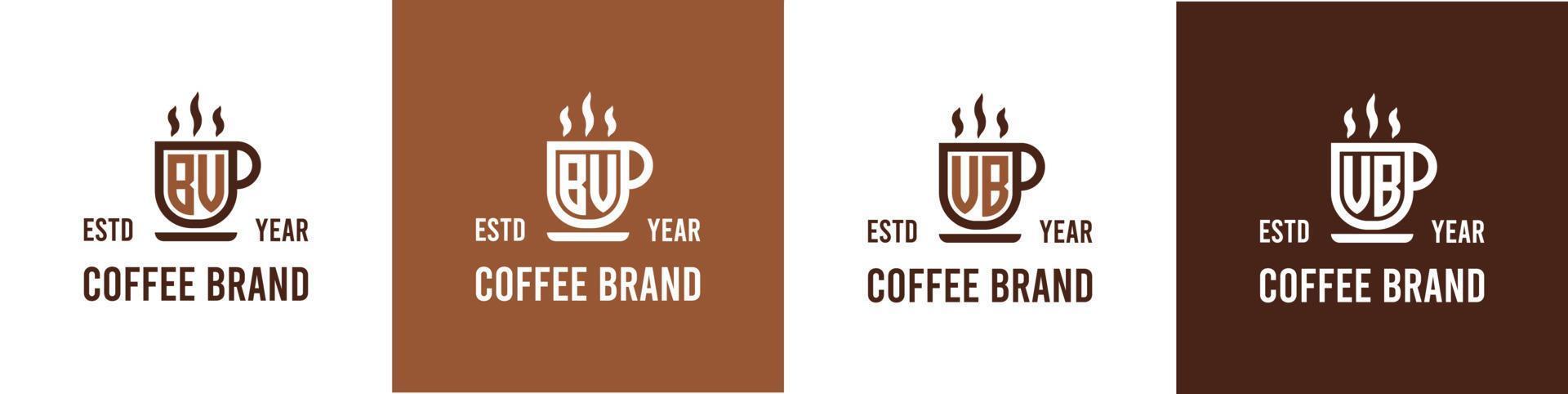 brief bv en vb koffie logo, geschikt voor ieder bedrijf verwant naar koffie, thee, of andere met bv of vb initialen. vector