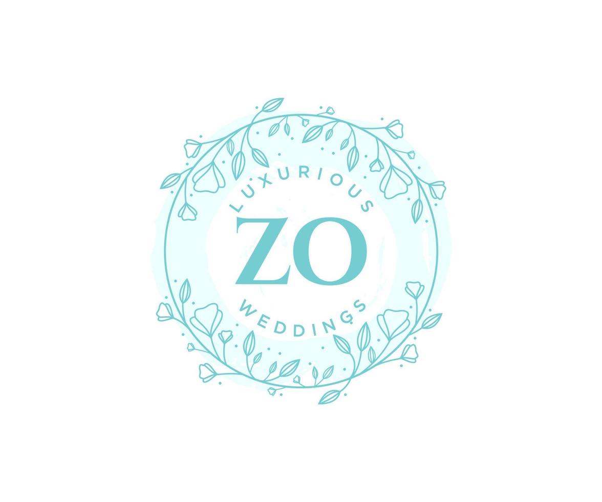 zo initialen brief bruiloft monogram logos sjabloon, hand- getrokken modern minimalistisch en bloemen Sjablonen voor uitnodiging kaarten, opslaan de datum, elegant identiteit. vector