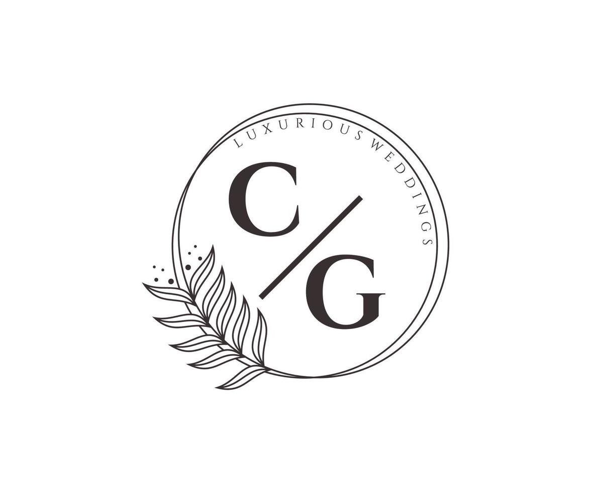 cg initialen brief bruiloft monogram logos sjabloon, hand- getrokken modern minimalistisch en bloemen Sjablonen voor uitnodiging kaarten, opslaan de datum, elegant identiteit. vector