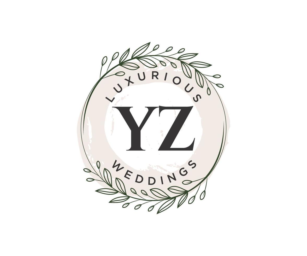 yz initialen brief bruiloft monogram logos sjabloon, hand- getrokken modern minimalistisch en bloemen Sjablonen voor uitnodiging kaarten, opslaan de datum, elegant identiteit. vector