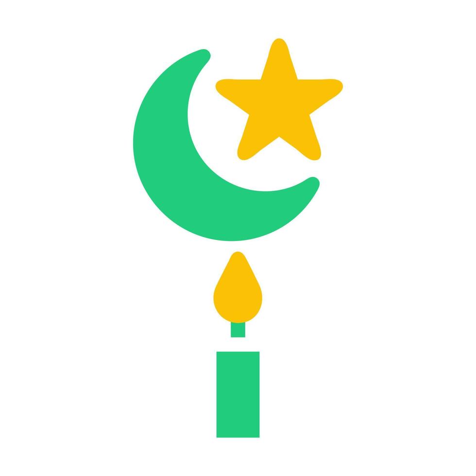 kaars icoon solide groen geel stijl Ramadan illustratie vector element en symbool perfect.