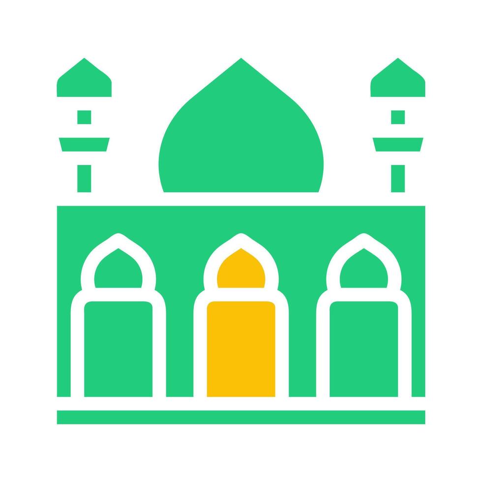 moskee icoon solide groen geel stijl Ramadan illustratie vector element en symbool perfect.