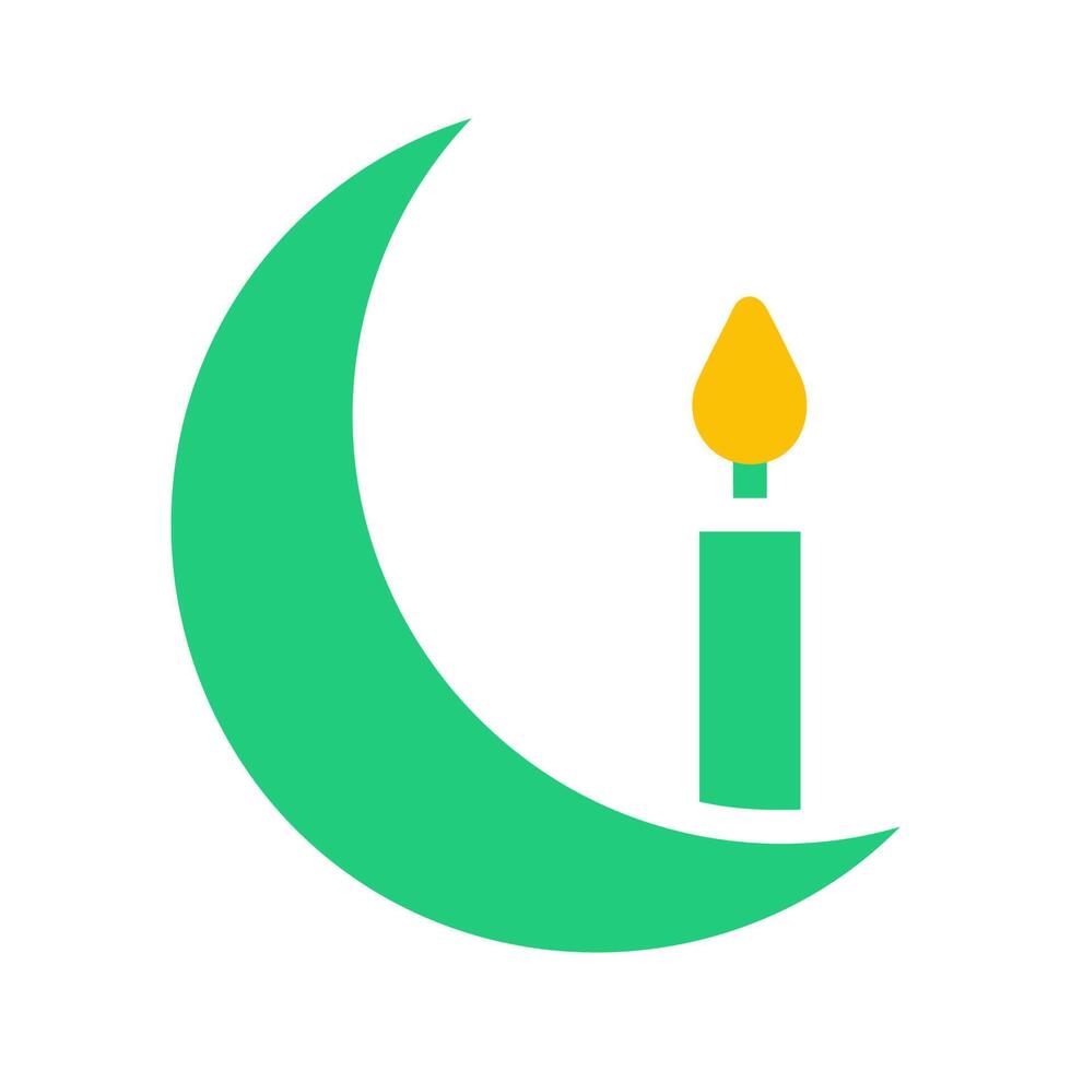 kaars icoon solide groen geel stijl Ramadan illustratie vector element en symbool perfect.