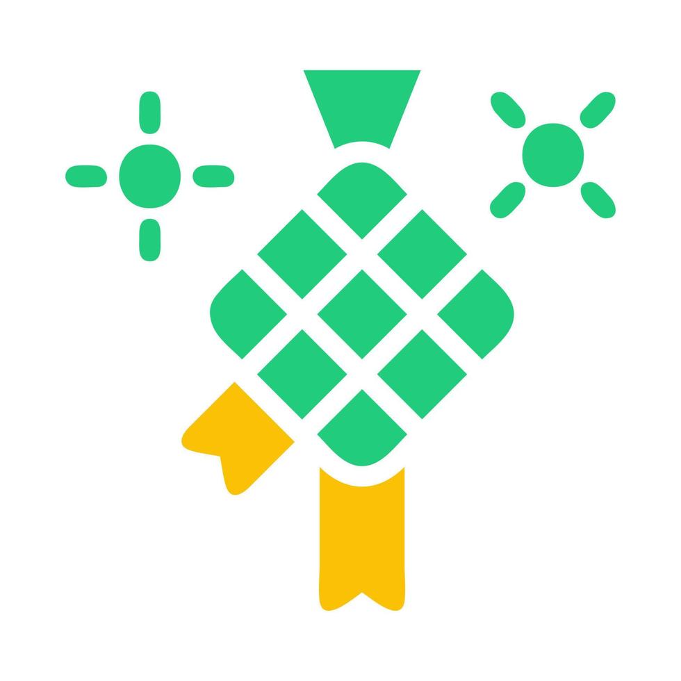 ketupat icoon solide groen geel stijl Ramadan illustratie vector element en symbool perfect.