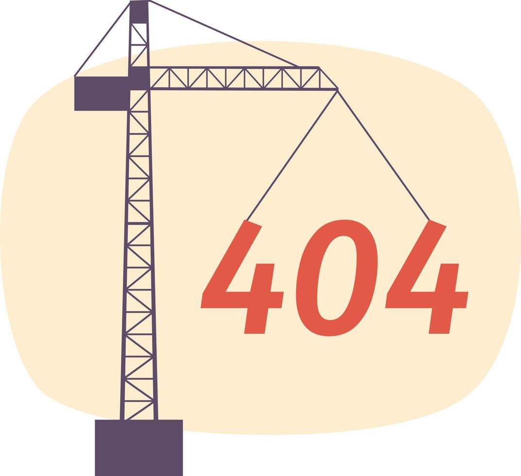 hoog bouw kraan vector leeg staat illustratie. bewerkbare 404 niet gevonden bladzijde voor ux, ui ontwerp. zwaar hijs- machine vlak concept Aan tekenfilm achtergrond. kleurrijk website fout flash bericht