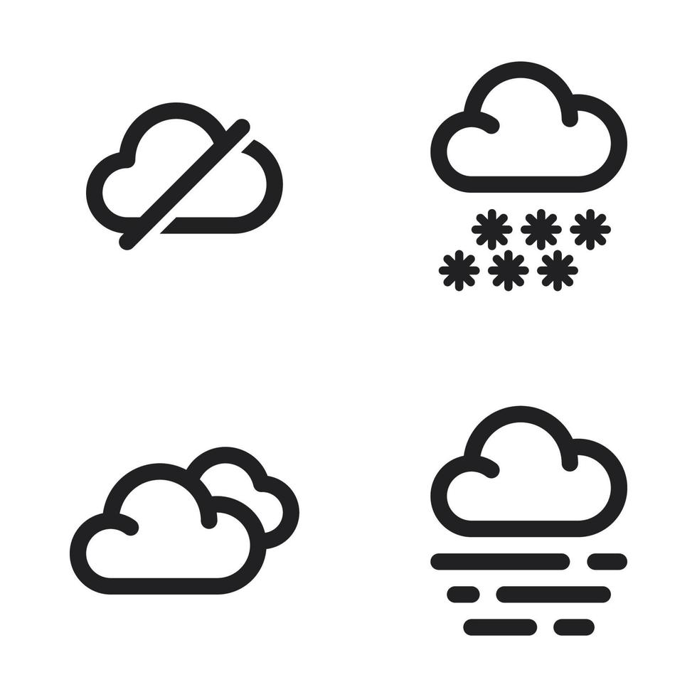 weer pictogrammen set. wolk uitzetten, winter, bewolkt, warm. perfect voor website mobiel app, app pictogrammen, presentatie, illustratie en ieder andere projecten vector