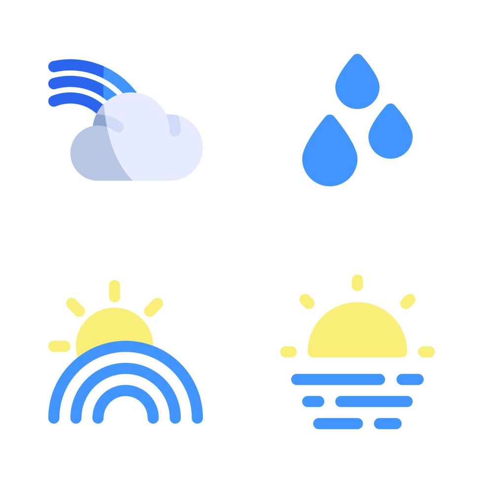 weer pictogrammen set. regenboog, laten vallen water, zon, zonnig. perfect voor website mobiel app, app pictogrammen, presentatie, illustratie en ieder andere projecten vector