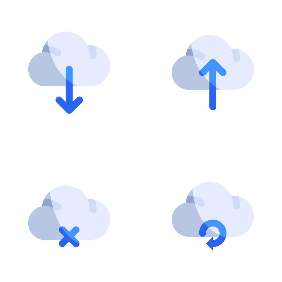 weer pictogrammen set. wolk downloaden, uploaden, annuleren, vernieuwen. perfect voor website mobiel app, app pictogrammen, presentatie, illustratie en ieder andere projecten vector