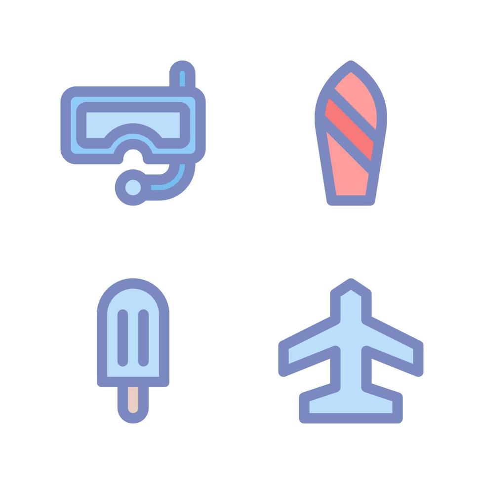 zomer vakantie pictogrammen set. stofbril, surfen bord, ijs room, vlak . perfect voor website mobiel app, app pictogrammen, presentatie, illustratie en ieder andere projecten vector