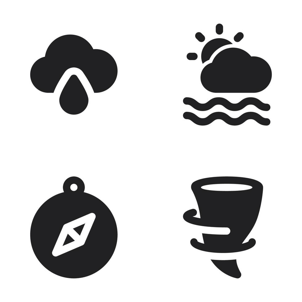 weer pictogrammen set. laten vallen water, bewolkt, kompas, tornado. perfect voor website mobiel app, app pictogrammen, presentatie, illustratie en ieder andere projecten vector