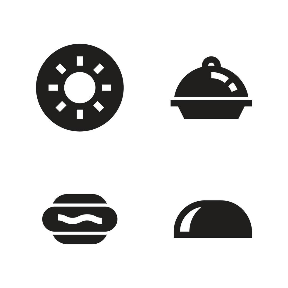 voedsel drinken pictogrammen set. donut, bord, heet hond, taco's. perfect voor website mobiel app, app pictogrammen, presentatie, illustratie en ieder andere projecten vector