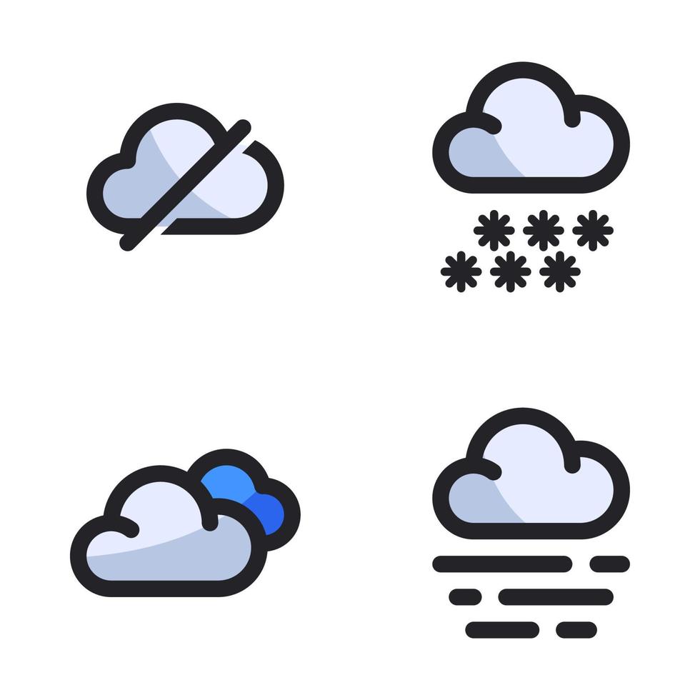 weer pictogrammen set. wolk uitzetten, winter, bewolkt, warm. perfect voor website mobiel app, app pictogrammen, presentatie, illustratie en ieder andere projecten vector