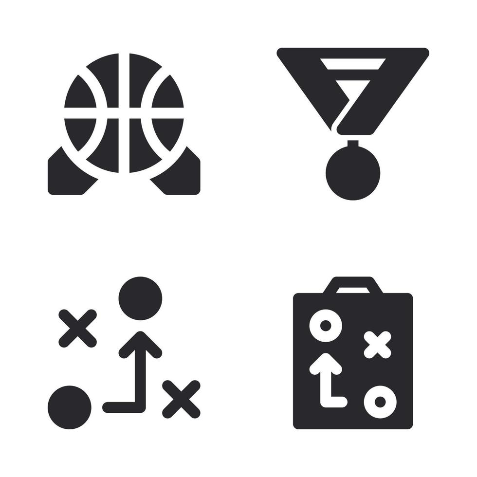 basketbal pictogrammen set. medaille, tactiek, klembord. perfect voor website mobiel app, app pictogrammen, presentatie, illustratie en ieder andere projecten vector