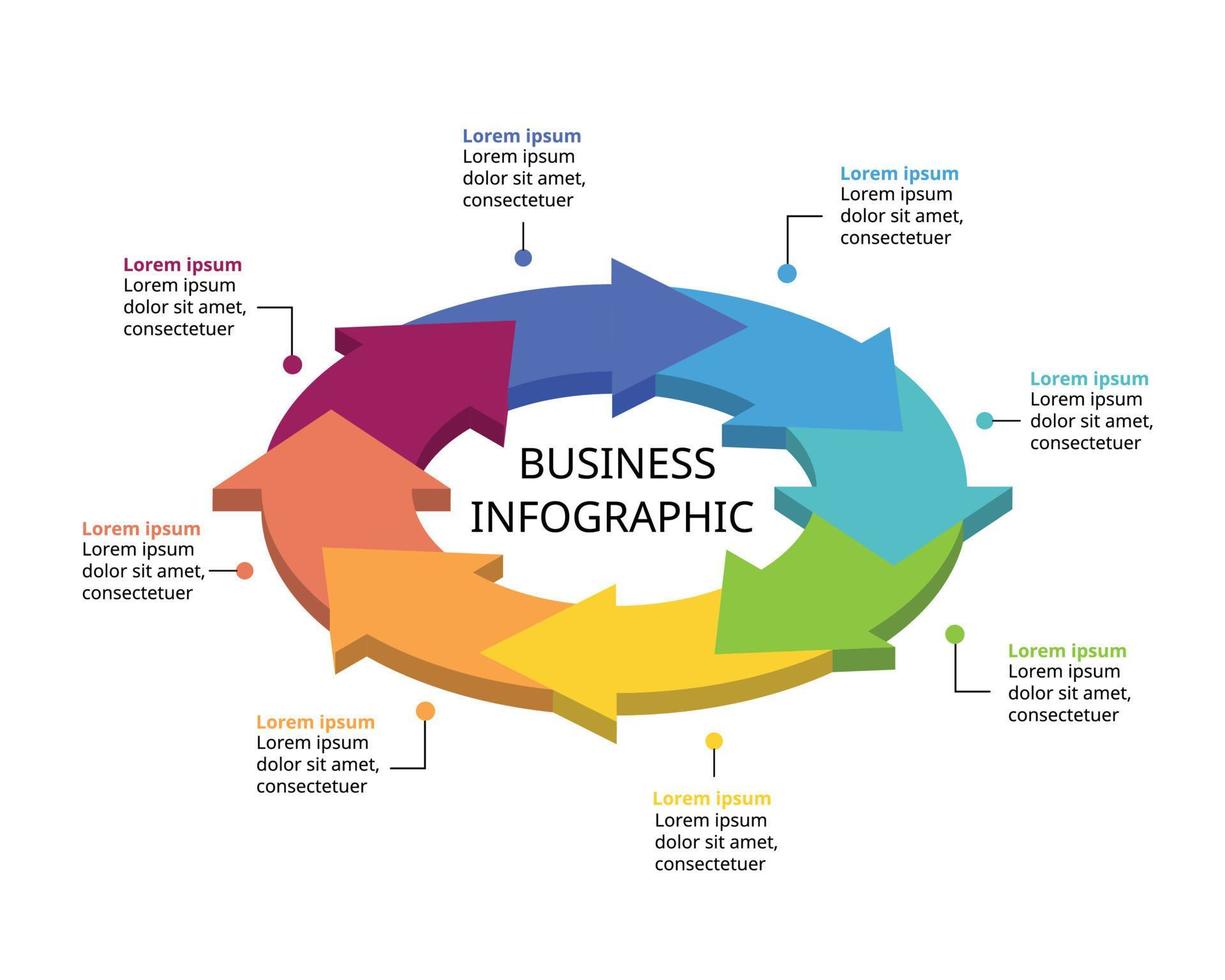 tijdlijn pijl cirkel tabel sjabloon voor infographic voor presentatie voor 9 element vector