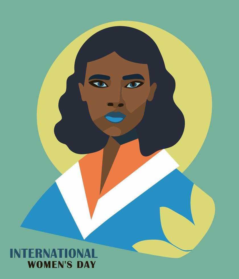 Internationale vrouw dag kaart. etnisch minimalistisch Dames portret vector