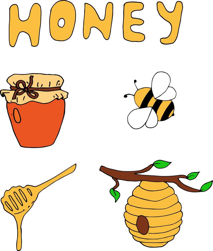 honing hand- getrokken vector illustratie. gezond voedsel illustratie. hand- getrokken schetsen elementen verzameling.