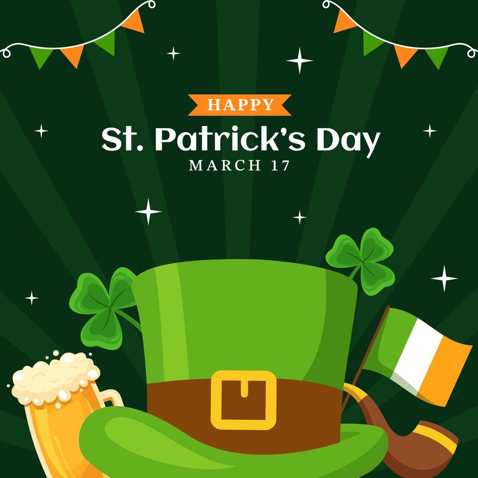 gelukkig st patricks dag sociaal media achtergrond illustratie vlak tekenfilm hand- getrokken Sjablonen vector