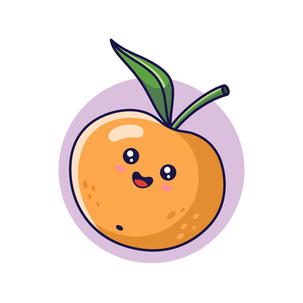 schattig kawaii mandarijn- karakter. vector hand- getrokken tekenfilm icoon illustratie. mandarijn- karakter in tekening stijl. geïsoleerd Aan wit achtergrond.