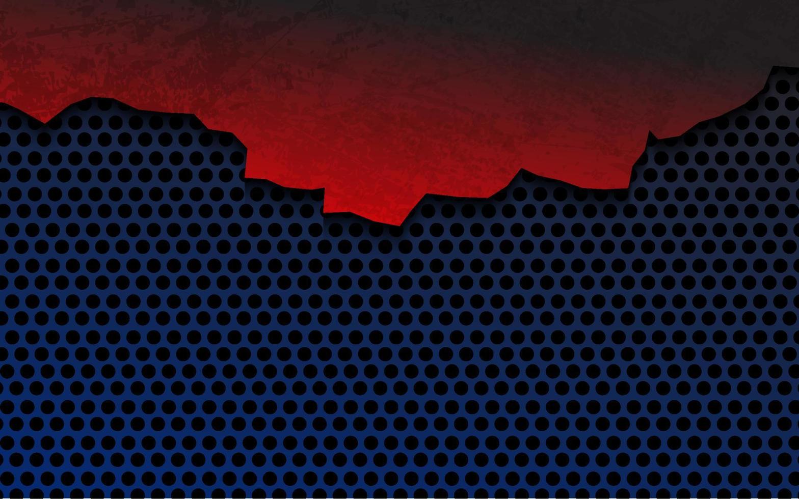 abstract barst metaal donker blauw en rood kleur achtergrond vector