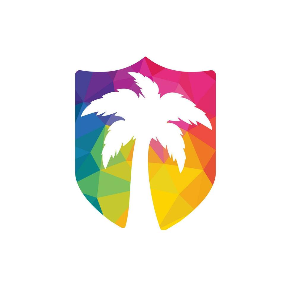 tropisch strand en palm boom logo ontwerp. creatief gemakkelijk palm boom vector logo ontwerp.