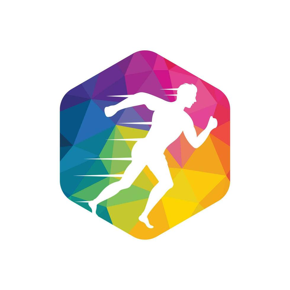rennen en marathon logo vector ontwerp. rennen Mens vector symbool. sport en wedstrijd concept.