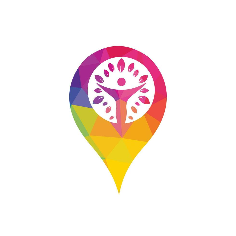 GPS en menselijk boom vector logo ontwerp. menselijk Gezondheid en zorg logo ontwerp sjabloon.