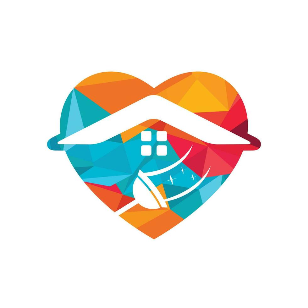 liefde schoonmaak huis bedrijf logo ontwerp. hart huis schoonmaak onderhoud logo ontwerp. vector