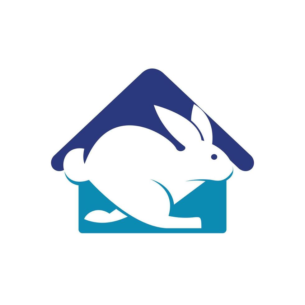 konijn huis vector logo ontwerp. creatief rennen konijn en huis logo vector concept element.