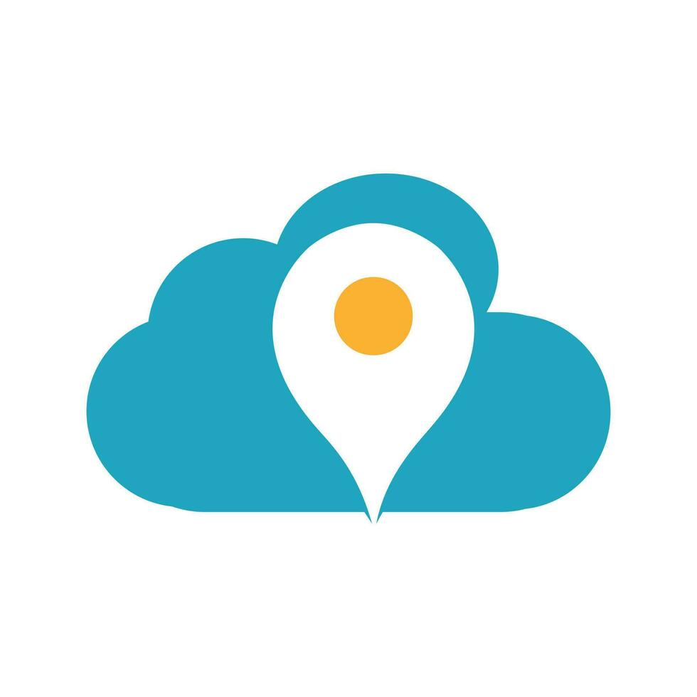 pin kaart met wolk logo ontwerp. abstract GPS vector. navigatie vector icoon. wolk berekenen concept.