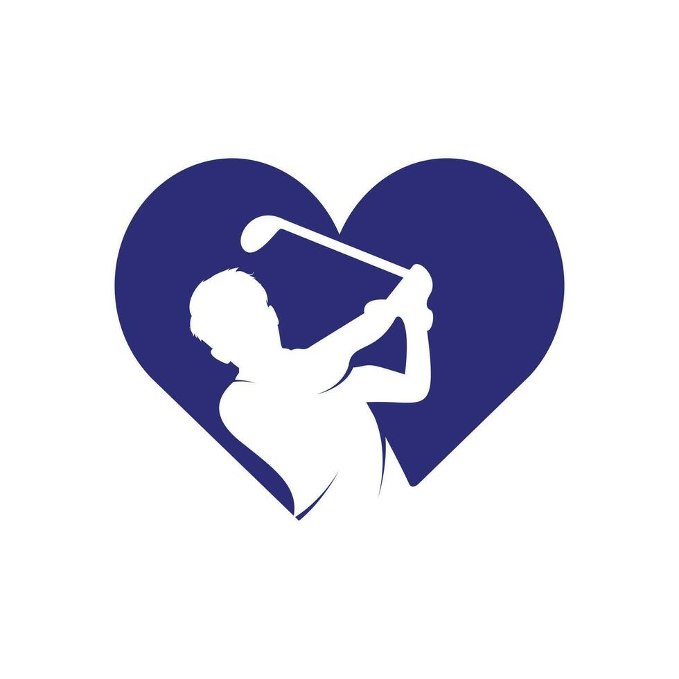 liefde golf club vector logo ontwerp. golf speler hits bal inspiratie logo ontwerp