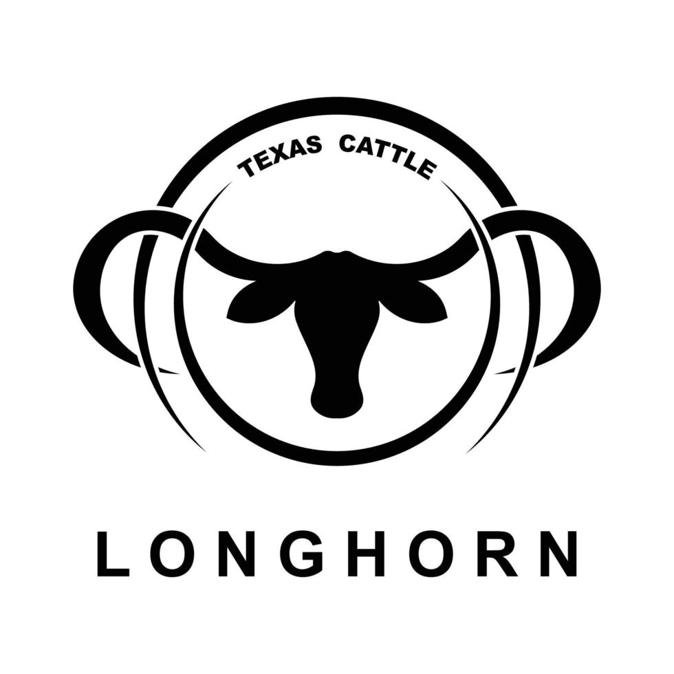 Texas langhoorn, land western stier vee wijnoogst retro logo vector