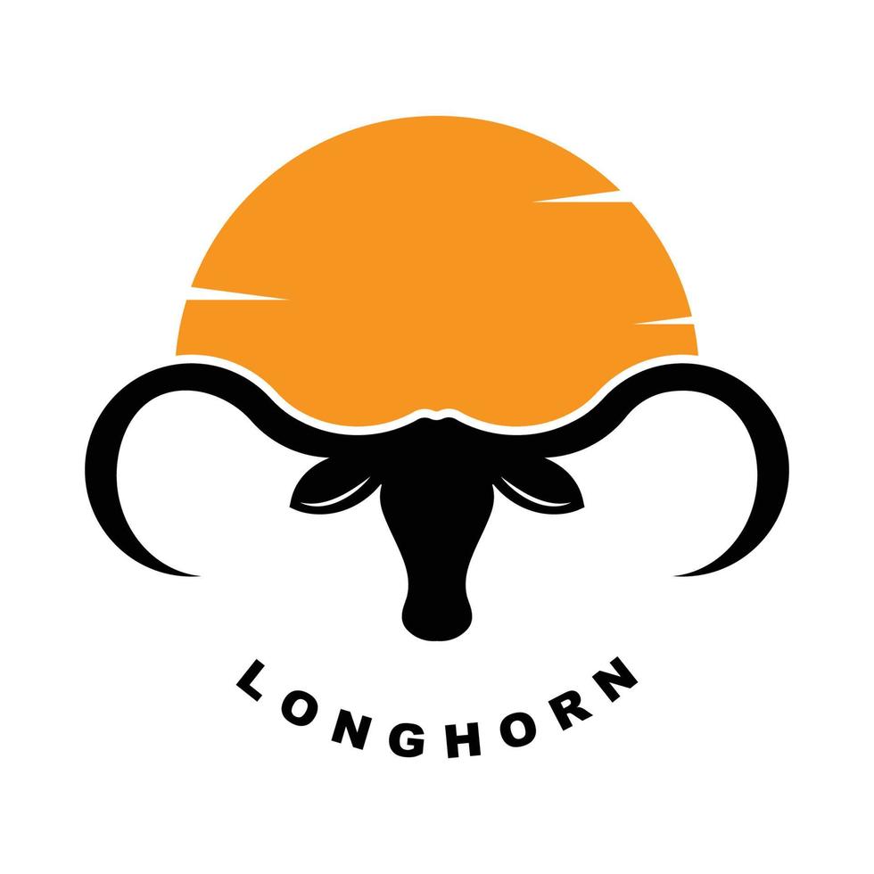 Texas langhoorn, land western stier vee wijnoogst retro logo vector