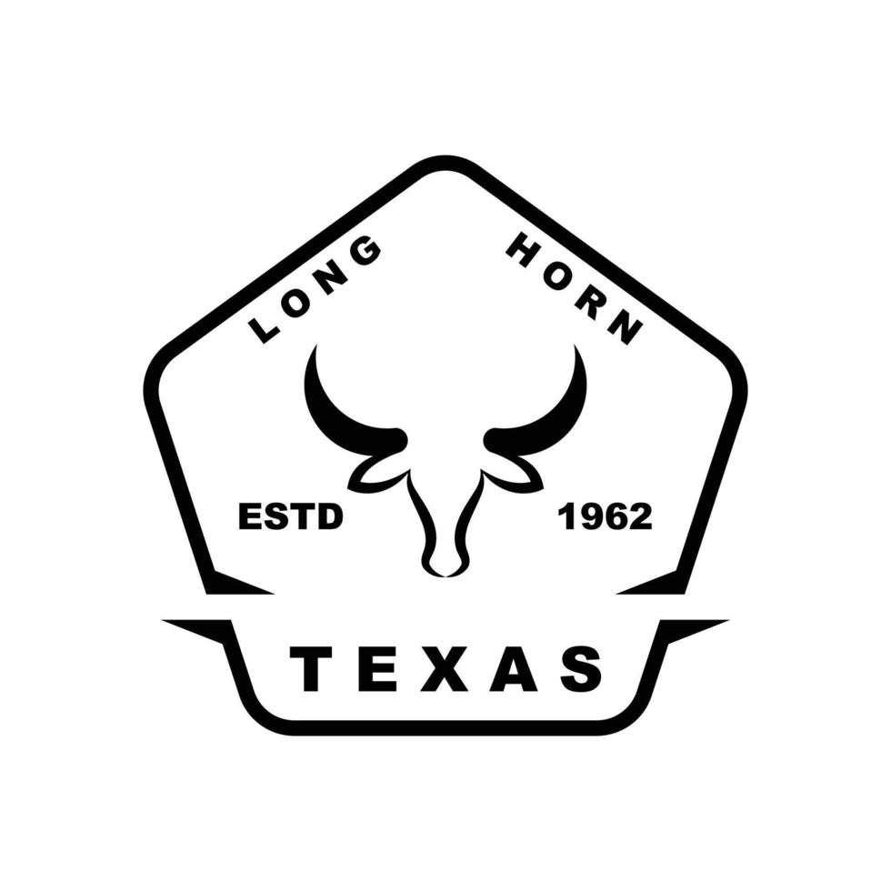 Texas langhoorn, land western stier vee wijnoogst retro logo vector