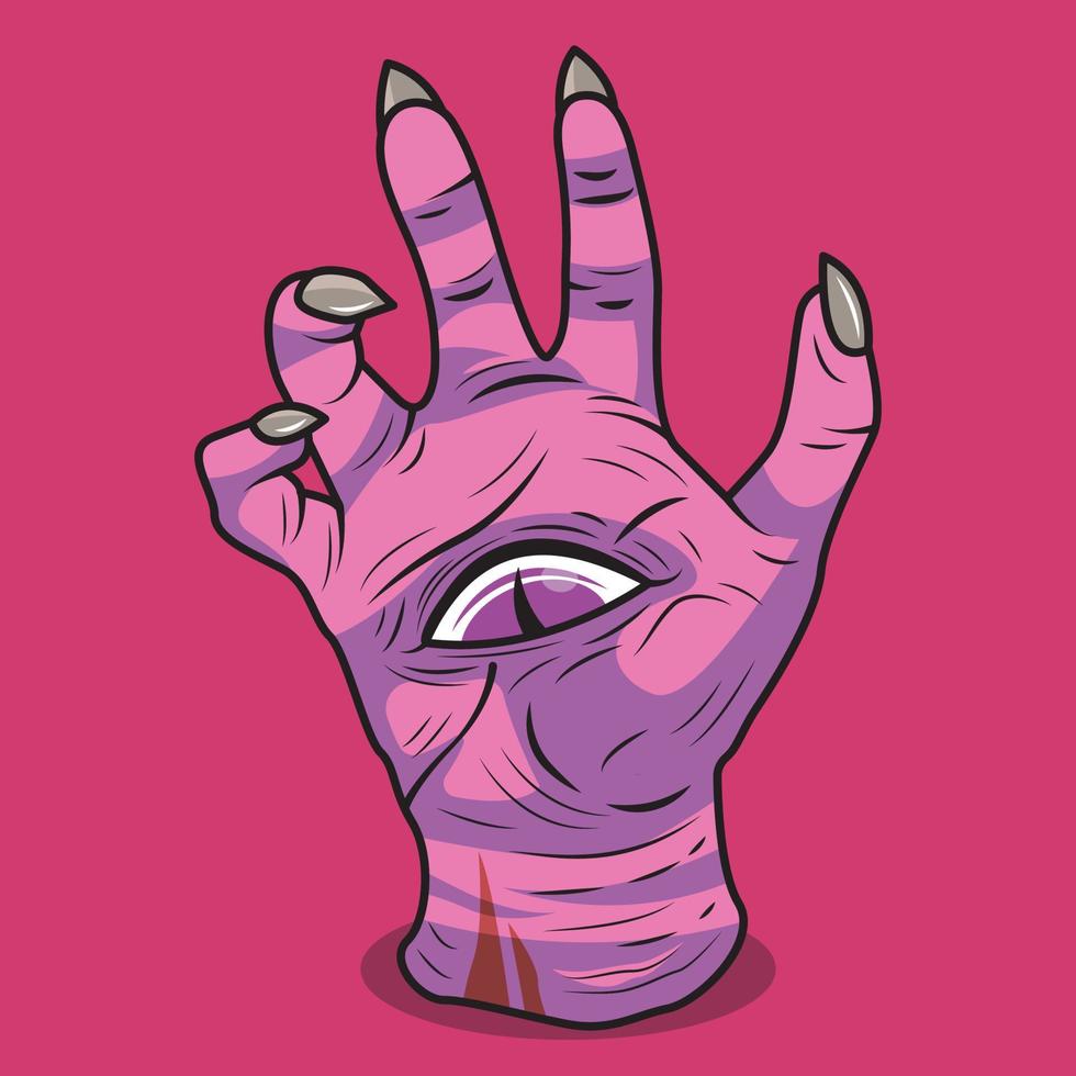 monster hand- met een oog vector