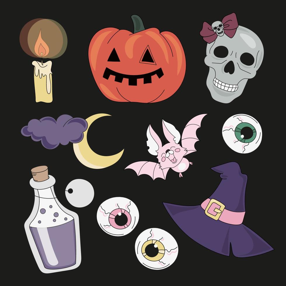 accessoires halloween mysticus partij vector illustratie reeks