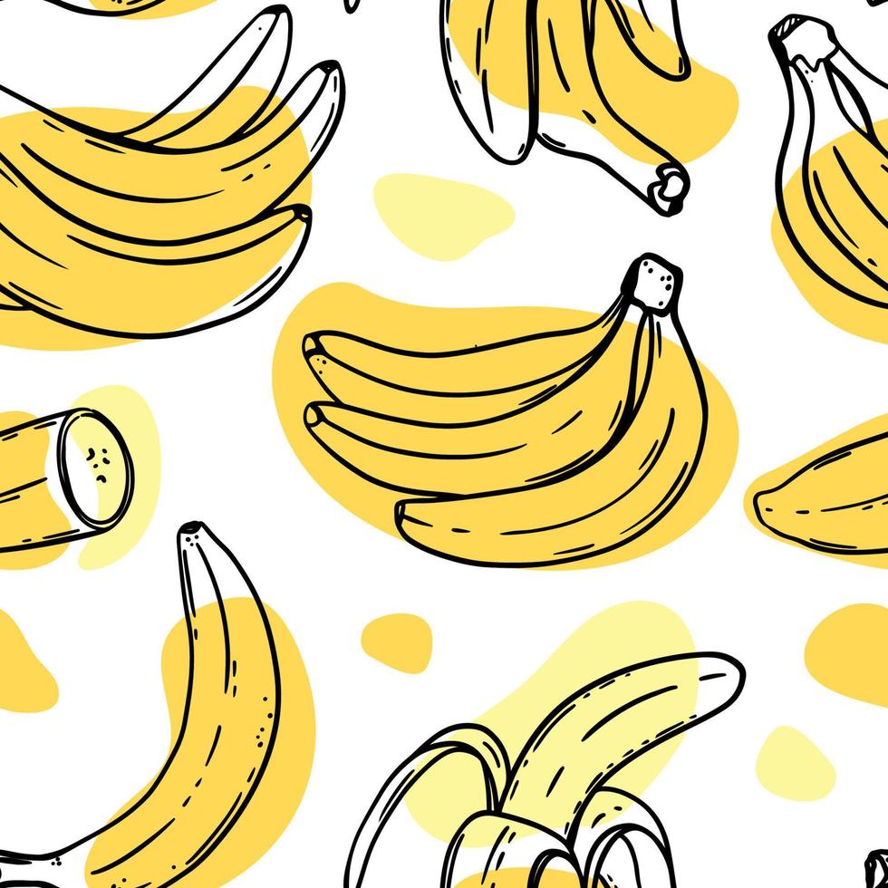 banaan patroon heerlijk fruit schetsen naadloos achtergrond vector