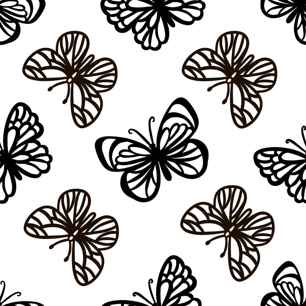 vlinder lijn patroon monochroom insect naadloos vector