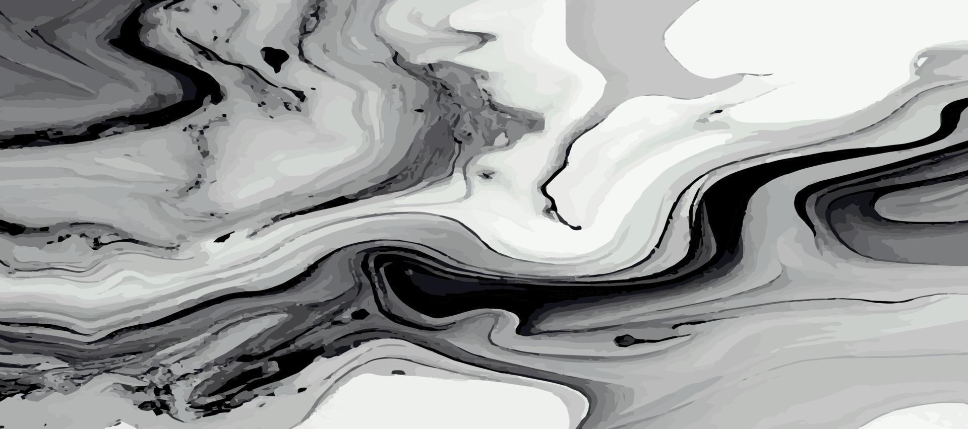 marmeren panoramisch textuur, kleurrijk zwart en wit grijs marmeren oppervlak, gebogen lijnen, helder abstract achtergrond ontwerp - vector
