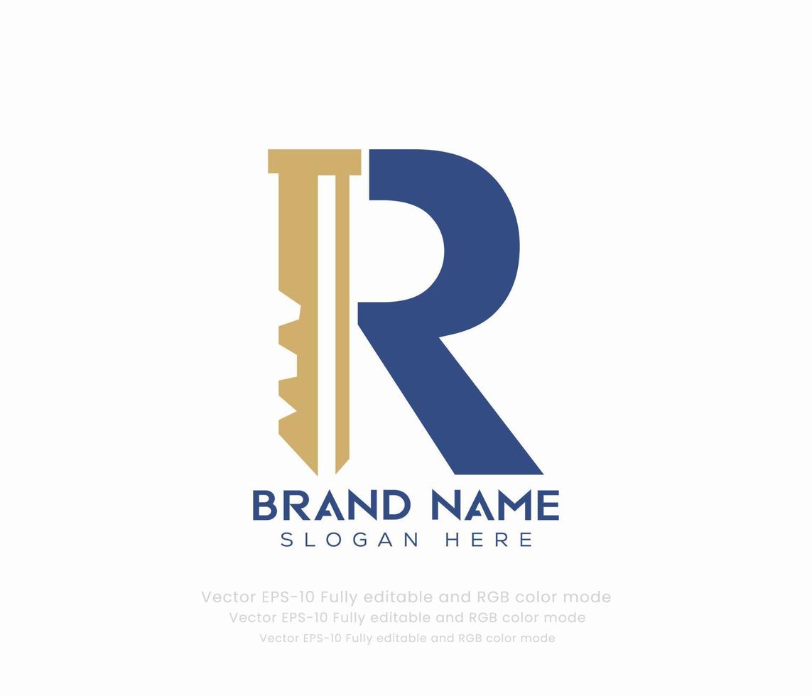 brief r sleutel logo vector