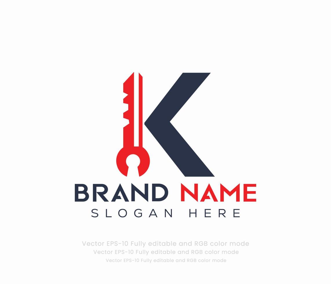 brief k sleutel logo vector