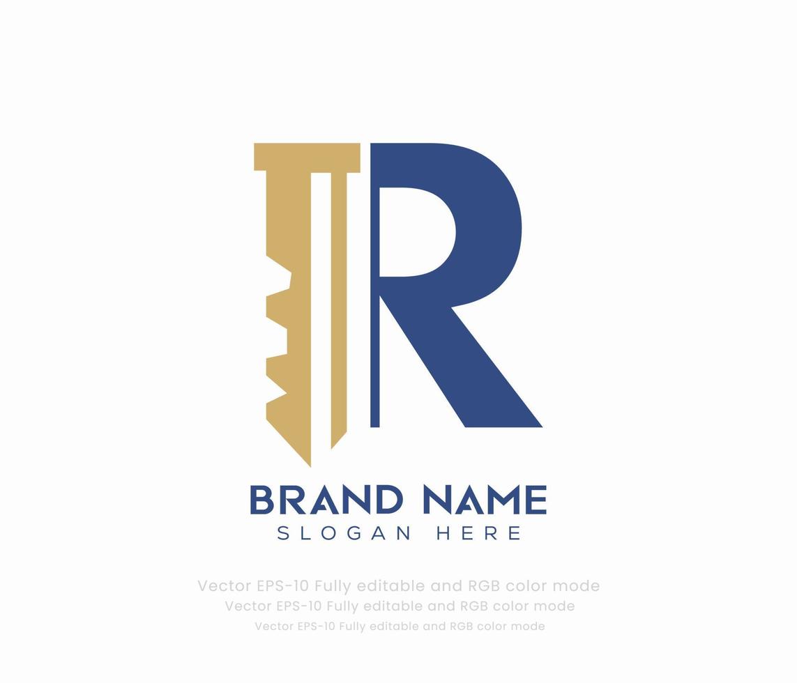 brief r sleutel logo vector