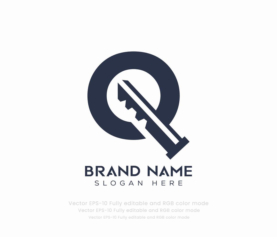 brief q sleutel logo vector