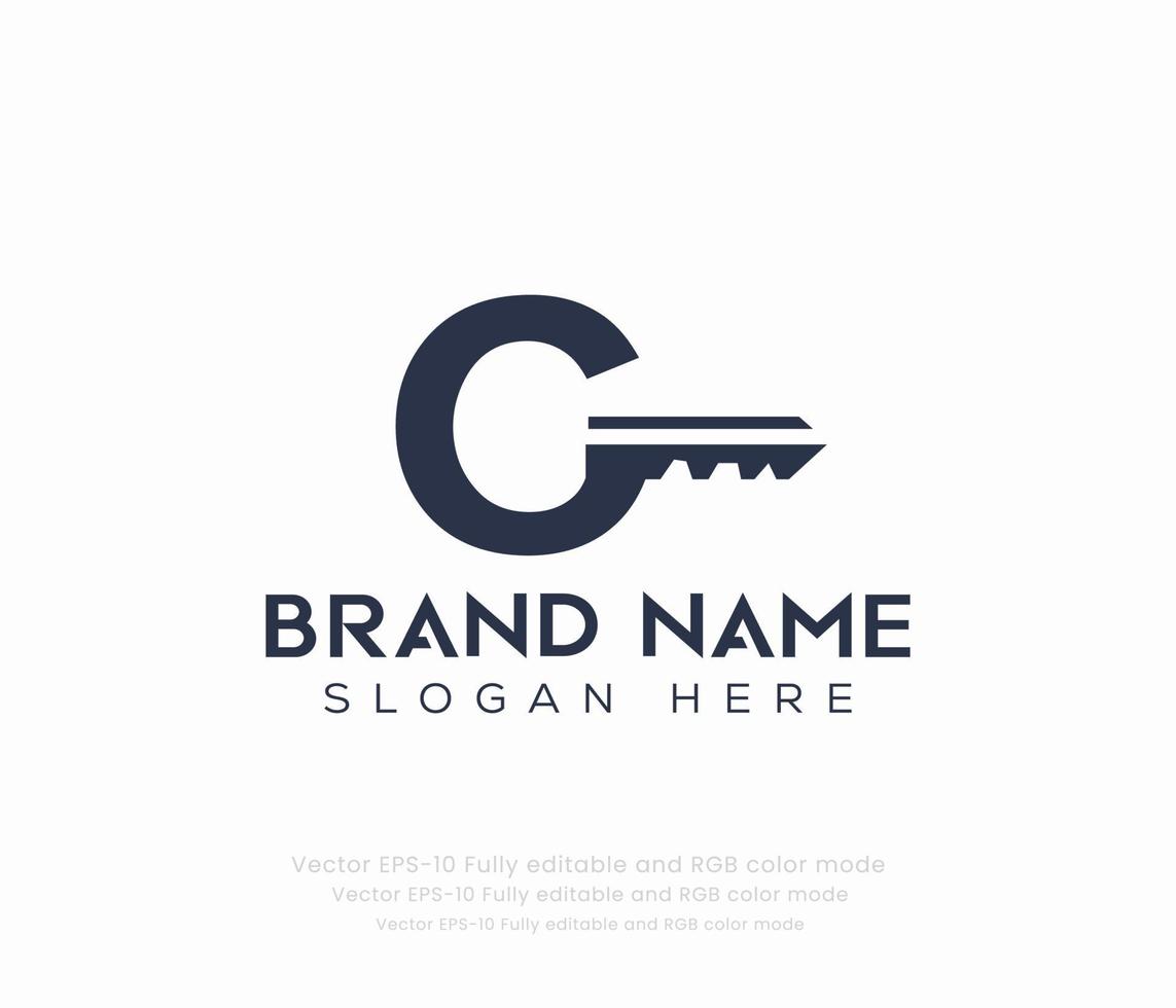 brief g sleutel logo vector