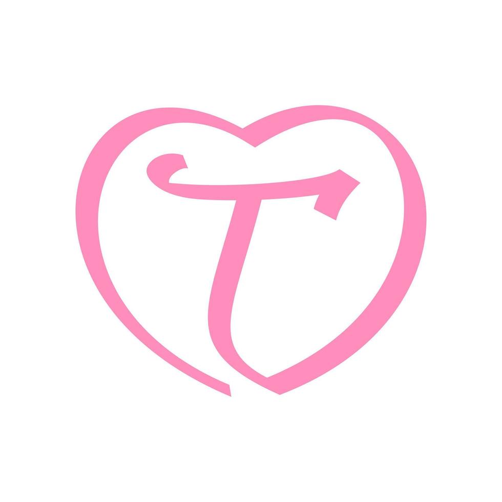 eerste t liefde lint logo vector