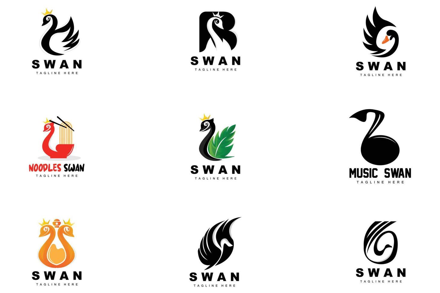 zwaan logo ontwerp, eend dier illustratie, bedrijf merk sjabloon vector