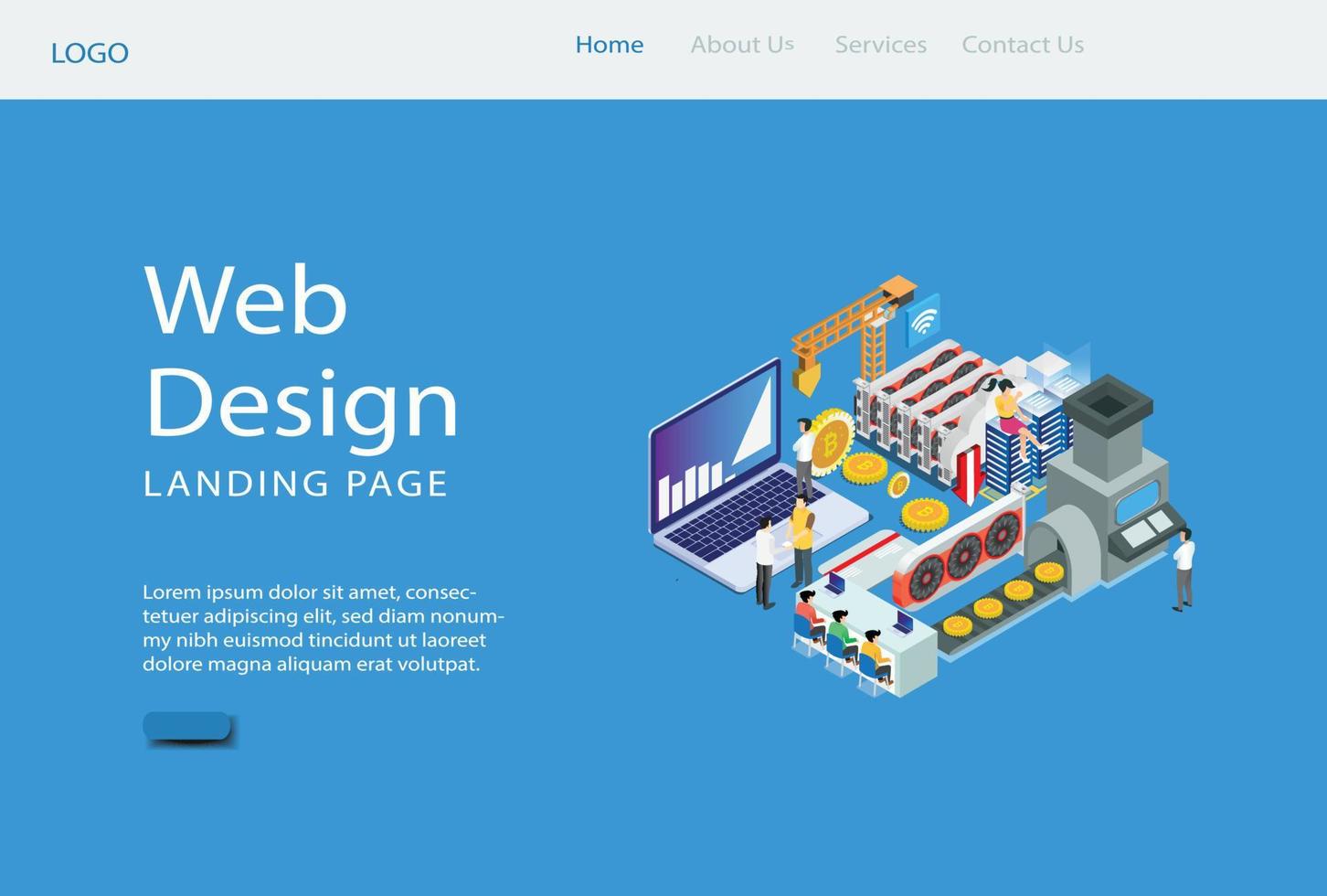 modern web landen bladzijde isometrische slim bitcoin mijnbouw illustratie. geschikt voor diagrammen, infografieken, boek illustratie, spel Bedrijfsmiddel, en andere grafisch verwant middelen vector