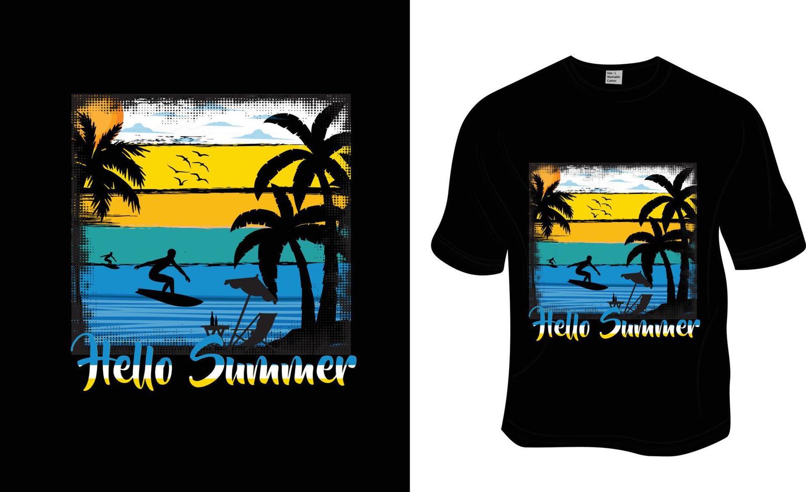 Hallo zomer, zomer minnaar t-shirt ontwerp. klaar naar afdrukken voor kleding, poster, en illustratie. modern, gemakkelijk, belettering. vector